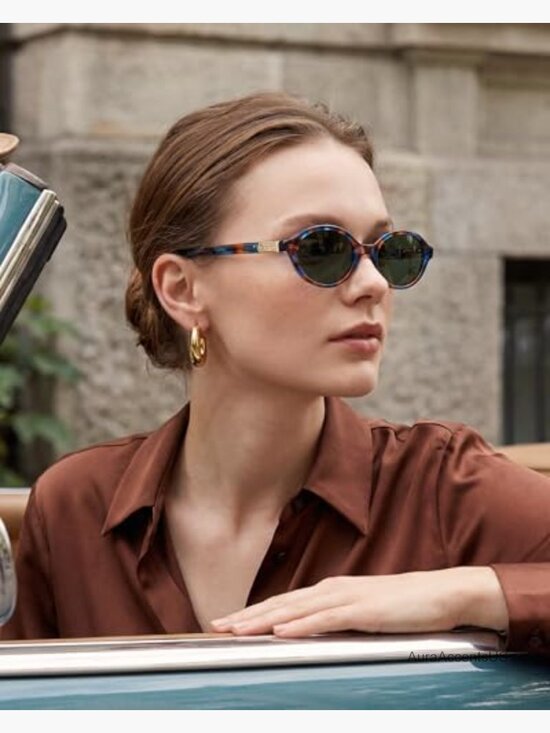 Vintage Oval Acetate Sunglasses UV Protection Polarized Lens Retro